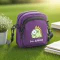 Borsa a tracolla in nylon viola con ricamo di dinosauro carino, borsetta casual per telefono. - Mostro Dinosauro Viola / Mostro Dinosauro Viola-NL Ricamo