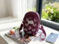 Borsa a Tracolla Floreale Vinaccia Piccola Custodia Telefono Multistrato Casual Donna - Bordeaux