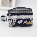 Floral print fabric coin purse, mini wallet with wrist strap, cute casual storage pouch. - Royal Blue Morning Glory