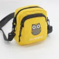 Yellow nylon small crossbody bag for women, cute owl embroidered phone shoulder bag style - Owl Yellow-NL Embroidery