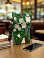 Green forest animal print crossbody phone bag with adjustable brown strap for women everyday use. - Forest Bear - Bamboo Green