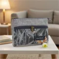 Multi-layer fabric coin purse, plaid and floral print, small zipper pouch for women variant. - Black-Gray Long-Leaf Flower Square Coin Purse