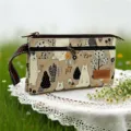 Pochette à Fermeture Éclair Multi-Couches en Toile Motif Ours Mignon pour Femme - Ours de la Forêt / Gris Beige