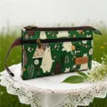 Sac pochette zippé en toile multicouche avec impression d'ours de dessin animé vert et lanière. - Ours de la Forêt / Vert Bambou