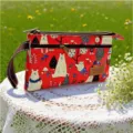 Vrouwen rode cartoon beer print meerlaagse clutch tas rits polstas handtas casual mode - Helrood