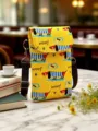 Yellow dachshund print crossbody phone bag, waterproof multi-layer mini shoulder bag. - Striped Dog - Yellow