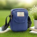 Borsa a tracolla in nylon blu, pochette per telefono casual da donna per uso quotidiano. - Blu lago