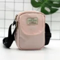 Borsa a tracolla in nylon rosa da donna, piccola borsa per cellulare casual quotidiano. - Rosa chiaro