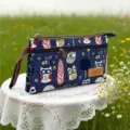 Leuke uilen patroon multi-layer canvas clutch tas met handige polsband voor damesgebruik. - Saffierblauw