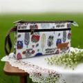 Meerlaagse stoffen clutch tas met schattig uil- en verenpatroon voor dames en meisjes dagelijks. - Wit
