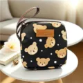 Leuke beer print cosmetische tas draagbare make-up etui kleine opbergorganizer - Kleine Beer Zwart