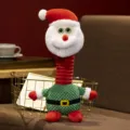 Primo piano del peluche di Natale con collo a molla estensibile e design festivo nel cestino. - Babbo Natale / 35 cm