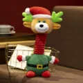 Simpatico giocattolo di peluche renna di Natale con collo lungo estensibile, regalo festivo. - Renna di Natale blu / 35 cm