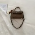 Brown lock closure handbag vintage style shoulder crossbody bag for women daily casual use - With Pendant / Brown