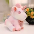 Nahaufnahme des bunten Einhorn-Plüschtiers mit süßem Horn und hübscher Schleifendekoration. - 26cm / Rosa Gradient Einhorn