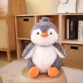 Cute grey and white penguin plush toy, soft stuffed animal doll for kids and gifts. - Penguin