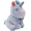 Süßes pastellfarbenes Einhorn Plüschtier Kuscheltier mit Schleife, weiches Geschenk - 26cm / Blaues Gradient Einhorn