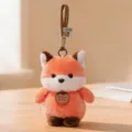Cute plush fox keychain bag pendant, soft stuffed animal charm for backpack keys and gifts. - Fox