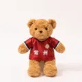 Adorable plush teddy bear wearing a red football jersey and custom text, soft toy gift. - Changzhou Bear