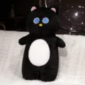 Cute big-eyed cat plush toy, soft sleeping pillow and companion doll gift for kids. - 70cm / Black