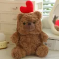 Schattige bruine pluche teddybeer pop met rood hart knuffel speelgoed voor meisjes hoofd afbeelding - Hart Beer / 25cm