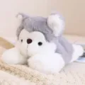 Leuke grijze husky pluche knuffel zachte speelgoed pop schattige klaparmband voor kinderen cadeau - Husky Slap Armband