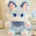 Süßer Fantasy Teufel Fuchs Plüschtier weiches Stofftier Kuscheltier Kissen Geschenk für Kinder - Blauer Fantasy Fuchs / 35 cm 0,28 kg