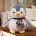 Cute penguin plush toy with scarf, soft stuffed animal doll for kids, perfect Christmas gift. - 22cm / Gray Scarf Penguin