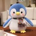 Cute penguin plush toy with plaid scarf soft stuffed animal doll wonderful gift for kids. - 22cm / Penguin with Blue Scarf