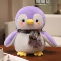 Cute purple penguin plush toy with plaid scarf soft stuffed doll for kids gifts - 22cm / Purple Scarf Penguin
