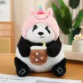 Lindo peluche de panda con capucha de unicornio sosteniendo té de burbujas, regalo suave. - 30 cm / Panda de Té de Leche de Unicornio