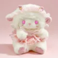 Primo piano del morbido peluche di pecora in stile Lolita carino con un bel vestito. - 18cm / Rosa