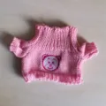 Pink knitted doll sweater for plush toys, cute cartoon bear embroidery design clothes. - Pink Bear Style Sweater