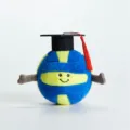 Simpatico peluche da pallavolo con cappello di laurea morbido giocattolo sportivo per studenti - Pallavolo