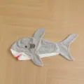 Cartoon shark plush toy semi-finished shell detail, soft grey fabric with embroidery. - 60cm Skin Shell / Gray