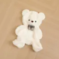 Detailed view of the white plush teddy bear skin with a cute plaid bow tie, soft fabric. - 35cm Skin No Filling-No Zipper / White Shell