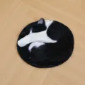 Round sleeping cat printed plush pillow cover semi-finished shell, top view product display. - 45cm Unstuffed Shell / Cow