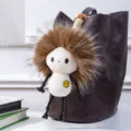 Flauschiger Puppen Taschenanhänger Plüschtier, weicher Schlüsselanhänger für Damen Handtaschen. - Beige