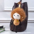 Niedlicher Plüsch Puppe Anhänger, flauschige Stofftier Tasche Charm und Schlüsselanhänger. - Braun