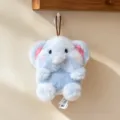 Cute blue elephant plush toy pendant, soft stuffed animal keychain for bags and keys. - Elephant