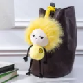 Niedlicher Puschel-Puppe Anhänger Plüschtier, gelbes Haar Taschen-Accessoire für Mädchen. - Gelb