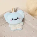 Cute blue plush animal pendant with polka dot bow, soft toy keychain charm accessory. - Koala