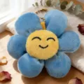 Blauwe pluche bloem sleutelhanger zachte schattige lachende pop tas hanger accessoire - Donkerblauw