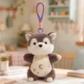 Cute plush animal keychain with moon and star pattern soft toy bag pendant charm decoration - Husky