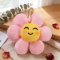 Schattige roze zonnebloem pluche hanger tas sleutelhanger cartoon pluche accessoire - Roze