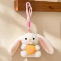 Süßer Plüsch Kaninchen Schlüsselanhänger mit rosa Ohren und Karotte, weicher Taschenanhänger. - Karottenhase