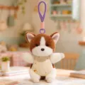 Cute puppy plush toy keychain with star onesie brown dog bag pendant soft doll charm - Shiba Inu