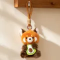 Süßer Roter Panda Plüsch Schlüsselanhänger Tasche Plüschtier Kuscheltier Spielzeug - Avocado Waschbär