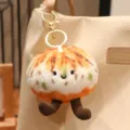 Niedlicher Frühlingszwiebelkuchen Plüsch Schlüsselanhänger Spielzeug, weicher Taschenanhänger. - 10cm Gebratenes Brötchen Anhänger