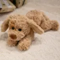 Cute soft brown lying puppy plush toy doll, fluffy stuffed animal gift for kids. - Khaki / 28cm (0.25kg)